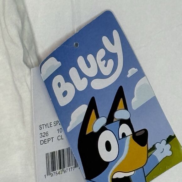 Disney Bluey Ringer White & Green Shamrock Short Sleeve Cropped T-shirt NEW! - Picture 4 of 8